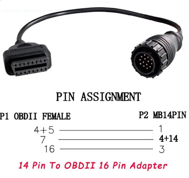 Переходник OBD2 на MERCEDES 14 pin (для Sprinter, VW LT, SsangYong) 527831 фото
